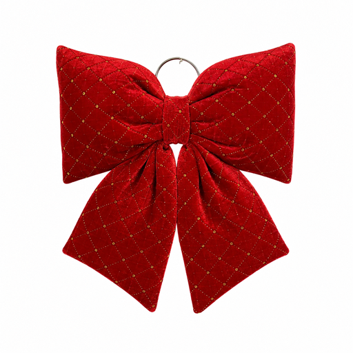 [753302] Lazo Navideño Rojo/Dorado Terciopelo Rombos. Ref:753302. (32x40cm)