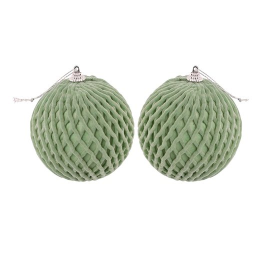 [379051] Esfera Navideña verde Ø10cm, set x 2pcs. Ref:ES26826. 