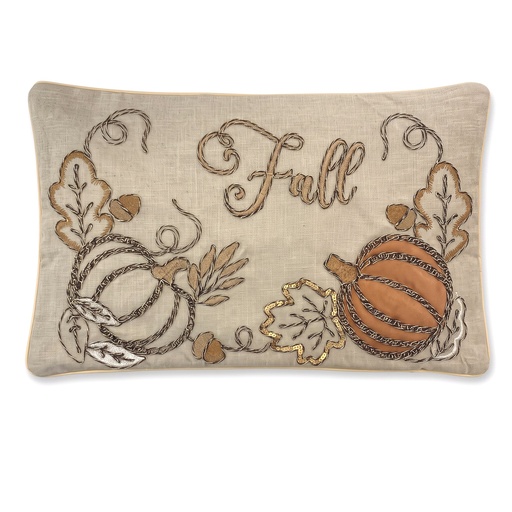[D8MJ787] Forro de cojín rectangular de calabazas bordada "fall" 30x50cm