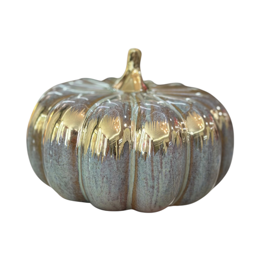 [M794905] Calabaza de ceramica, tono verde grisáceo 8x13cm