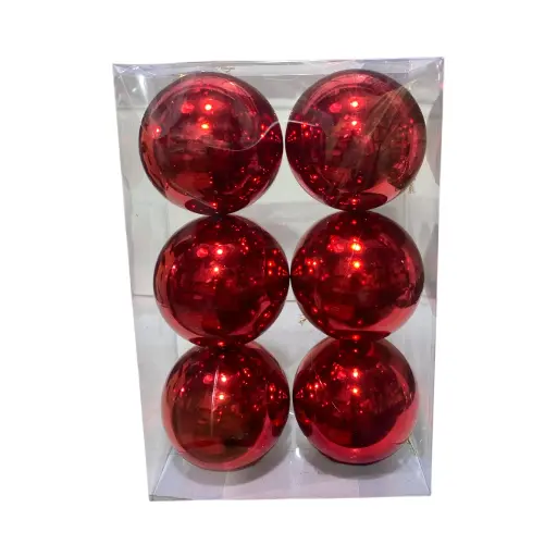 [9682000002157] Esfera Navideña Roja Ø10cm, set x 6unid. Ref:IC01-126411-15. 