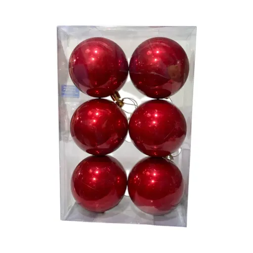 [9682000002065] Esfera Navideña Roja Perlada Ø8cm, set x 6unid. Ref:IC01-126374