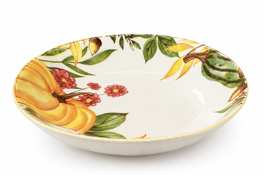 [M7MJ740] Plato hondo de cerámica calabaza 18x3cm, colección cosecha thanksgiving