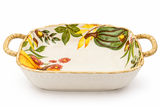 [M7MJ1013] Fuente de ceramica cuadrada 4.5x17cm Colección Cosecha thanksgiving