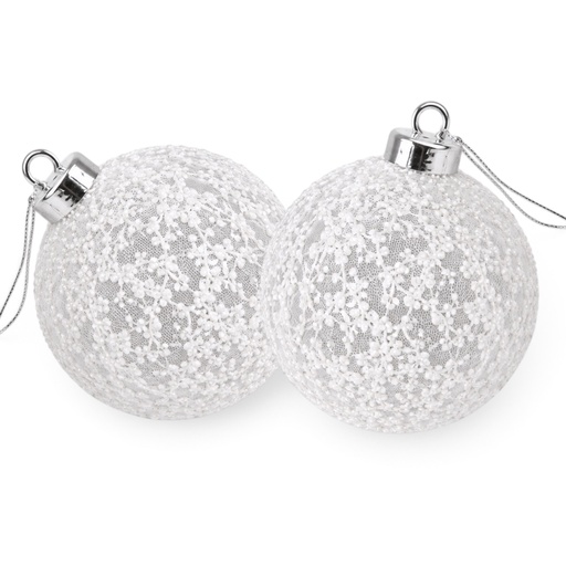 [378357] Esfera Navideña Blanca Ø10cm, set x 2pcs. Ref:ES30887