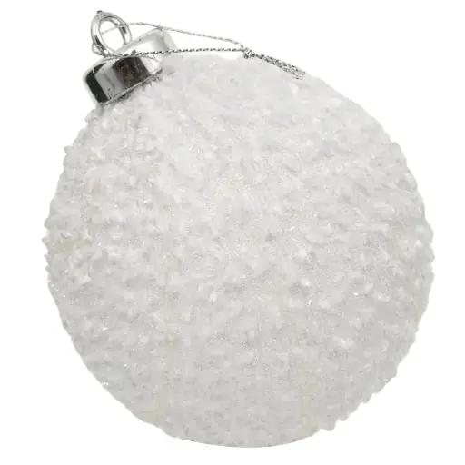 [914713] Esfera Navideña Blanca forrada con tela, Ø10cm, set x 2pcs. Ref:ES30893 