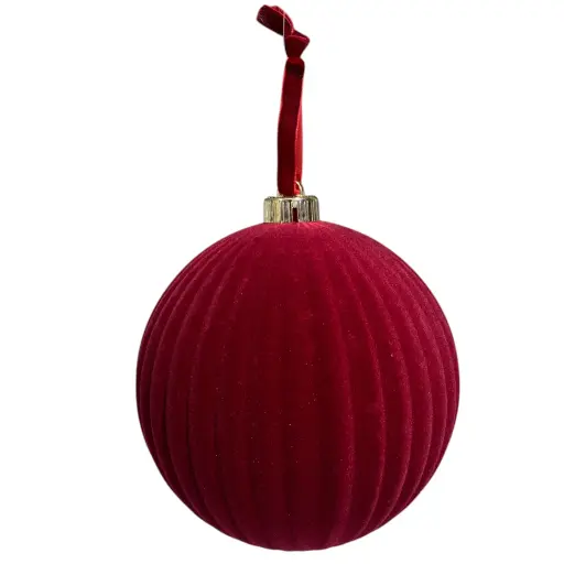 [738974] Esfera Navideña Terciopelo Burgundy, Ø15m. Ref:ES29349
