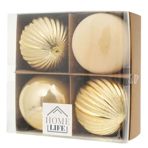 [916597] Esfera Navideña Dorada Ø10cm, set x 4pcs. Ref:AR13-1816T04-G