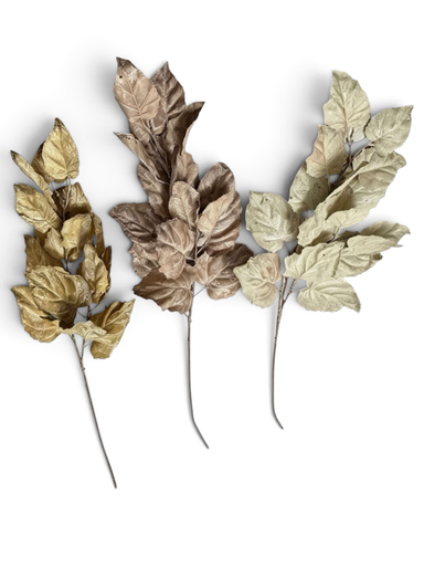 [D5MJ860N] Rama de hojas de haya (dorado/champan, bronce y plata/taupe 85cm