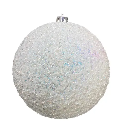 [394227] Esfera Navideña Blanca con perlas y lentejuelas Ø20cm. Ref:ES29592